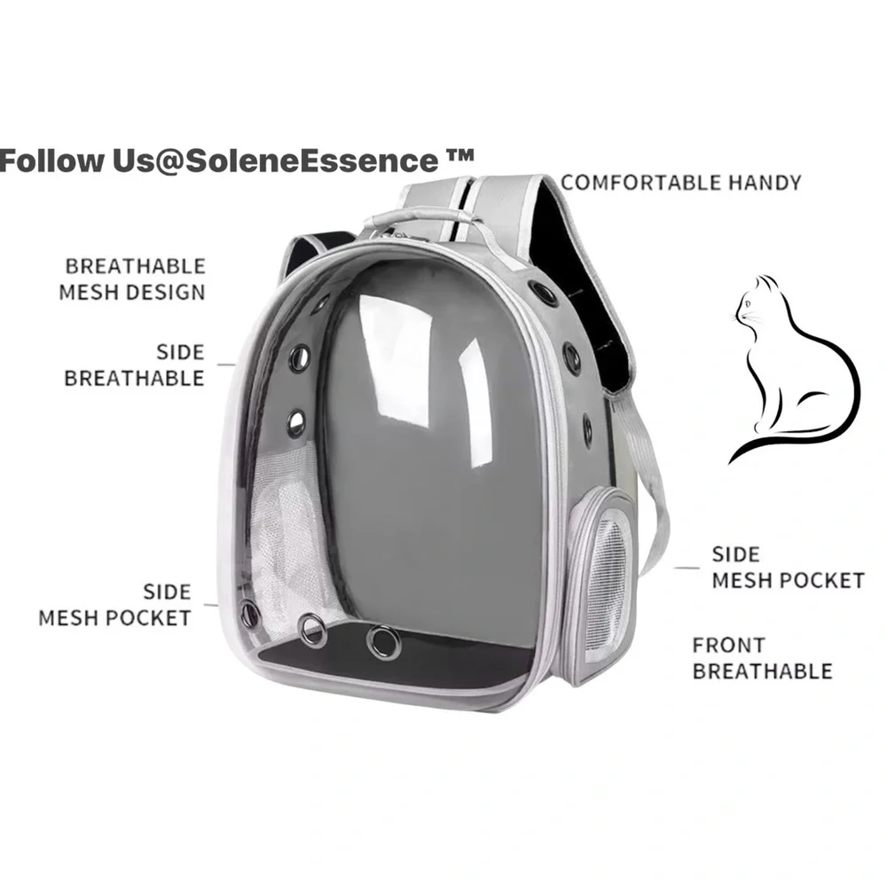 - (NEW)Gray PetPack Clear Bubble Carrying Bag Small, dogs Cats, Space Capsule …